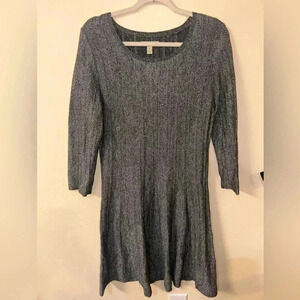 DANA BUCHMAN  cable knit sweater dress with 3/4 sleeves  Size M Color Gray